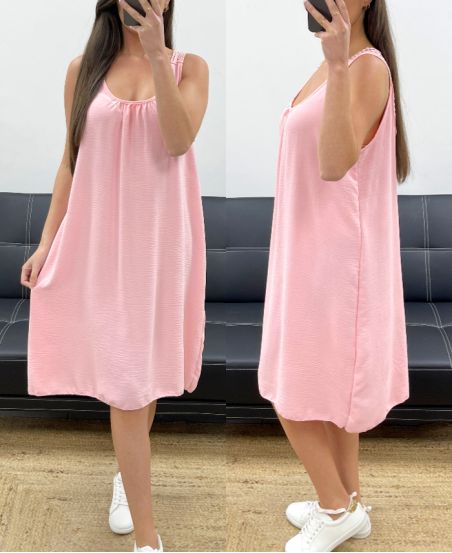 SUKIENKA OVERSIZE Z HAFTEM NA PLECACH PE815 RÓŻOWA