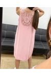 ABITO OVERSIZE RICAMO SCHIENA PE815 ROSA