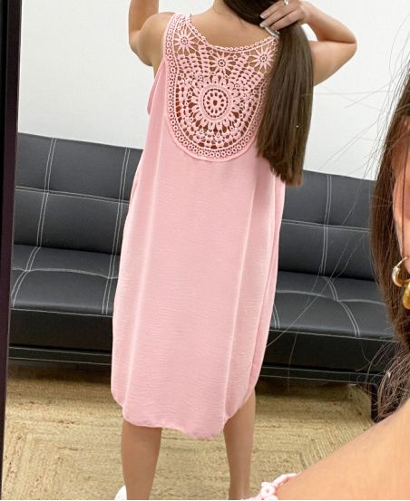 ABITO OVERSIZE RICAMO SCHIENA PE815 ROSA