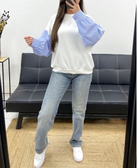 EXTRA SOFT BI-MATERIAL SWEATSHIRT PE1149 WHITE