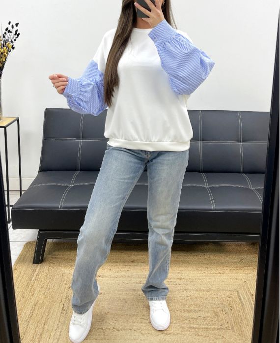 EXTRA SOFT BI-MATERIAL SWEATSHIRT PE1149 WHITE