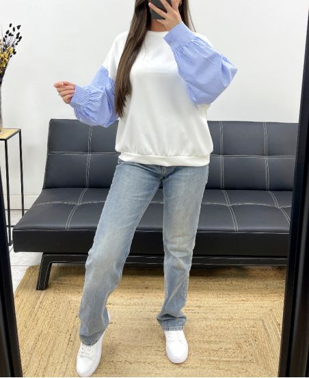 EXTRA SOFT BI-MATERIAL SWEATSHIRT PE1149 WHITE