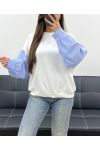 SUDADERA BIMATERIAL EXTRA SUAVE PE1149 BLANCO