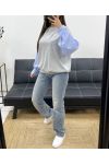 SUDADERA BIMATERIAL EXTRA SUAVE PE1149 GRIS