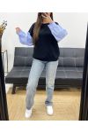 EXTRA SOFT BI-MATERIAL SWEATSHIRT PE1149 BLACK