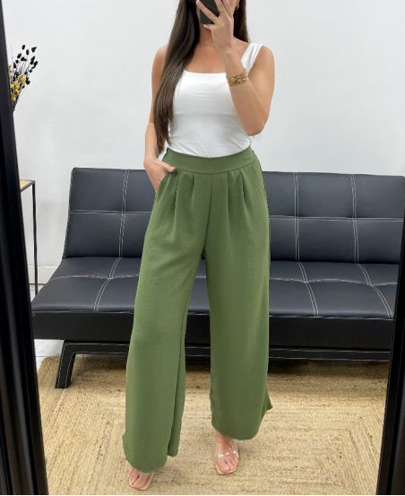PANTALONE FLUIDO 2 TASCHE SS1282 KHAKI