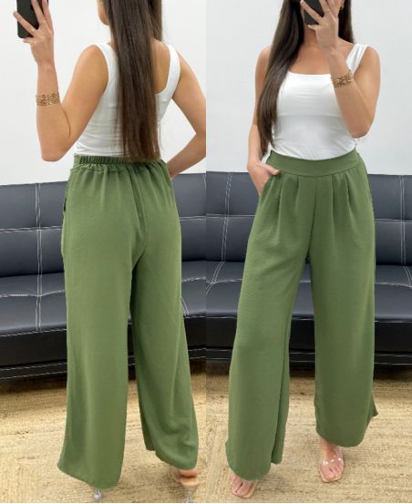 PANTALONE FLUIDO 2 TASCHE SS1282 KHAKI