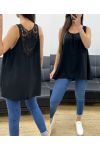 OVERSIZE-FLIESSENDES OBERTEIL MIT STICKEREI PE1100 SCHWARZ