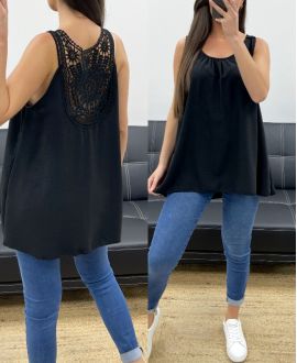 OVERSIZE TOP FLUIDE DOS BRODERIE PE1100 NOIR