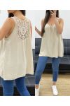 OVERSIZE TOP FLUIDE DOS BRODERIE PE1100 BEIGE
