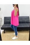 OVERSIZE TOP FLUIDE DOS BRODERIE PE1100 FUSHIA