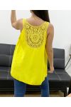 OVERSIZE TOP FLUIDE DOS BRODERIE PE1100 JAUNE