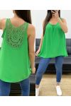 OVERSIZE TOP FLUIDE DOS BRODERIE PE1100 VERT
