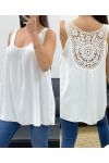 OVERSIZE TOP FLUIDE DOS BRODERIE PE1100 BLANC