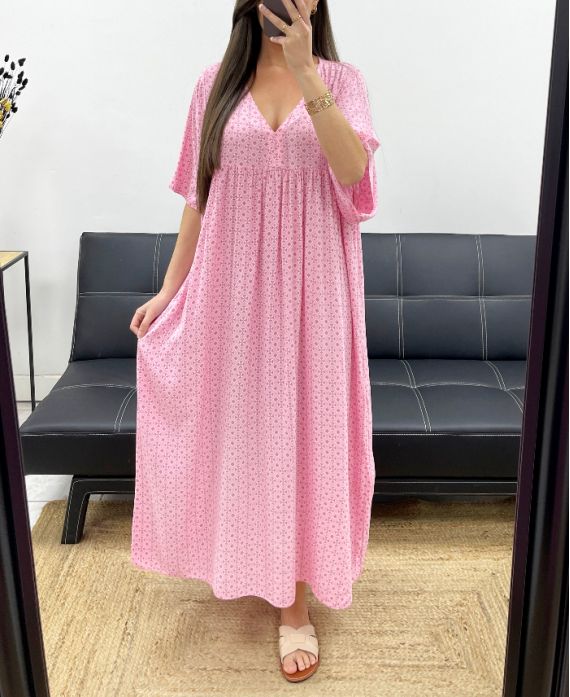 SUKIENKA MAXI Z LEJĄCYM NADRUKIEM SS1264 RÓŻOWA