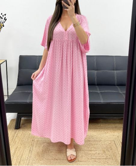 MAXIKLEID MIT FLIESSENDEM PRINT SS1264 PINK