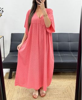 SUKIENKA MAXI Z NADRUKIEM PE1264 CORAL