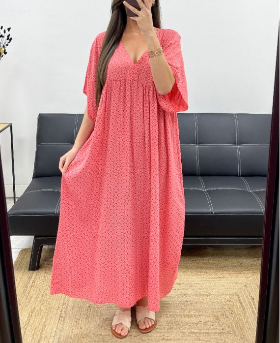SUKIENKA MAXI Z NADRUKIEM PE1264 CORAL