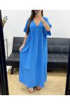 VLOEIENDE PRINT MAXI JURK SS1264 BLAUW