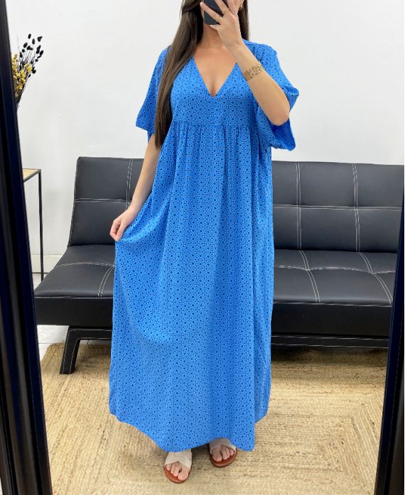 MAXIKLEID MIT FLIESSENDEM PRINT SS1264 BLAU