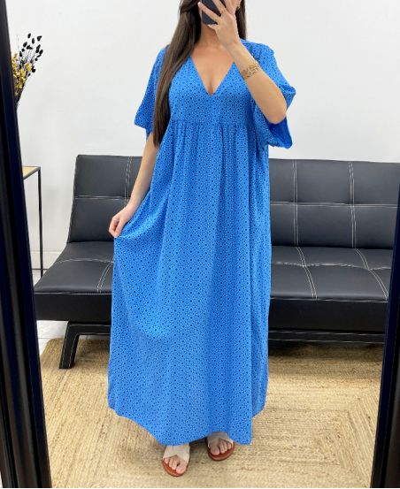 MAXIKLEID MIT FLIESSENDEM PRINT SS1264 BLAU