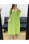 FLOWING PRINTED MAXI DRESS PE1264 LIME GREEN