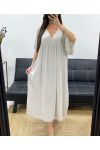 LUŹNA SUKIENKA MAXI Z NADRUKIEM PE1264 BEŻOWA
