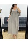 MAXIKLEID MIT FLIESSENDEM PRINT PE1264 TAUPE