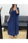 MAXIKLEID MIT FLIESSENDEM PRINT SS1264 MARINEBLAU