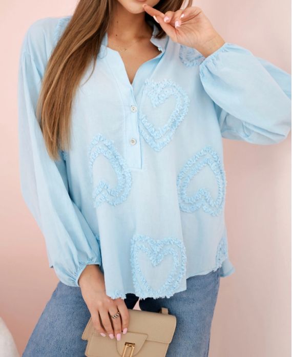 TUNICA CUORE IN COTONE PE1335 AZZURRO CIELO