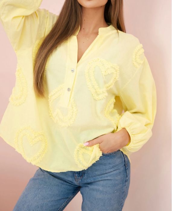 TUNIQUE COTON COEUR PE1335 JAUNE