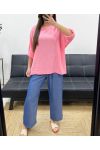 PE1254 RÓŻOWY BAWEŁNIANY TOP Z GAZY