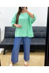 PE1254 BAWEŁNIANY TOP Z GAZY PASTELOWY ZIELONY