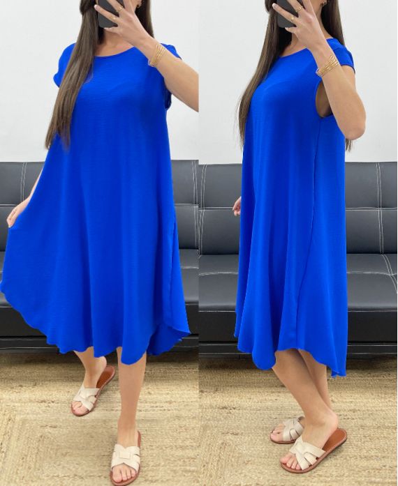 ABITO MIDI SVASATO SS1232 BLU ROYAL