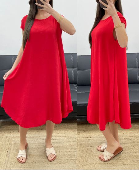 ABITO MIDI SVASATO PE1232 ROSSO