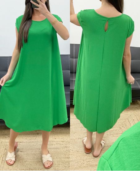 ROZKLOSZOWANA SUKIENKA MIDI SS1232 ZIELONA