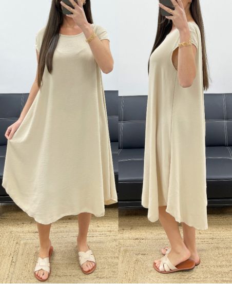 ABITO MIDI SVASATO PE1232 BEIGE