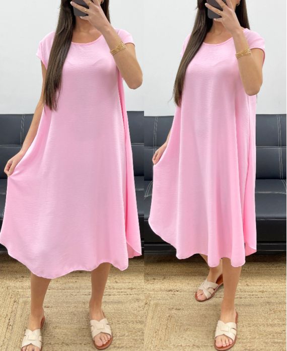 ABITO MIDI SVASATO PE1232 ROSA