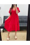 LOCKERES KLEID MIT V-AUSSCHNITT SS1239 ROT