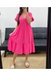 ABITO AMPIO CON SCOLLO A V SS1239 FUCSIA