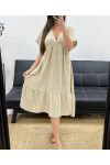 ROBE AMPLE COL V PE1239 BEIGE