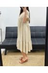 ROBE AMPLE COL V PE1239 BEIGE