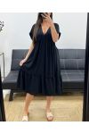 ABITO AMPIO CON SCOLLO A V SS1239 NERO