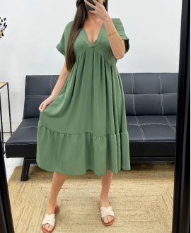 ROBE AMPLE COL V PE1239 KAKI