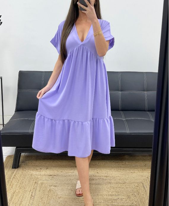 ROBE AMPLE COL V PE1239 LILA