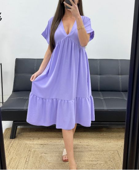 ROBE AMPLE COL V PE1239 LILA