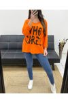 CAMISETA DE ALGODÓN "WHO CARES" SS341 NARANJA