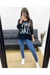 CAMISETA DE ALGODÓN "WHO CARES" SS341 NEGRO