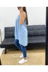TOP AMPLE LONG DOS CROCHET PE900 BLEU CIEL