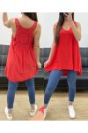 TOP AMPLE LONG DOS CROCHET PE900 ROUGE